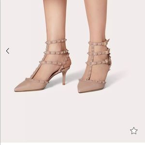 VALENTINO ROCKSTUD ANKLE STRAP PUMP WITH TONAL STUDS 65 MM